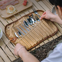 Multi-Compartment Outdoor Utensils Canvas Storage Bag